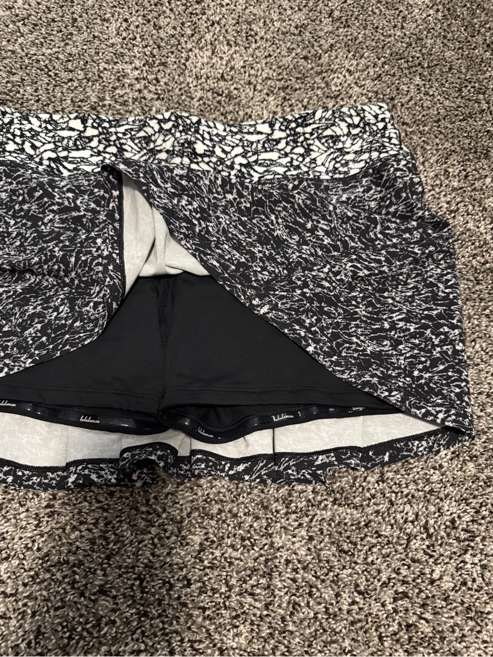 lululemon athletica Black and White Printed Skort with Built-In Liner